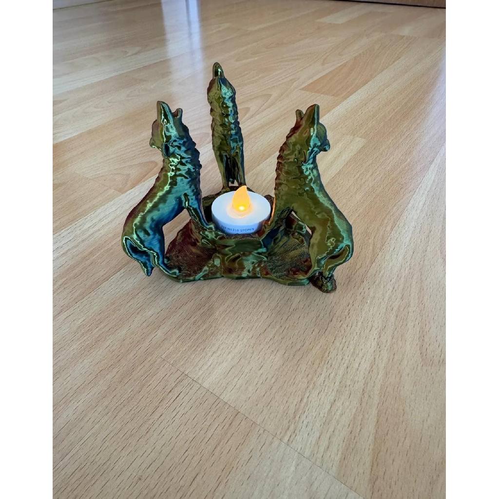 Abajur Lobos Uivando com Led incluso impressão 3D