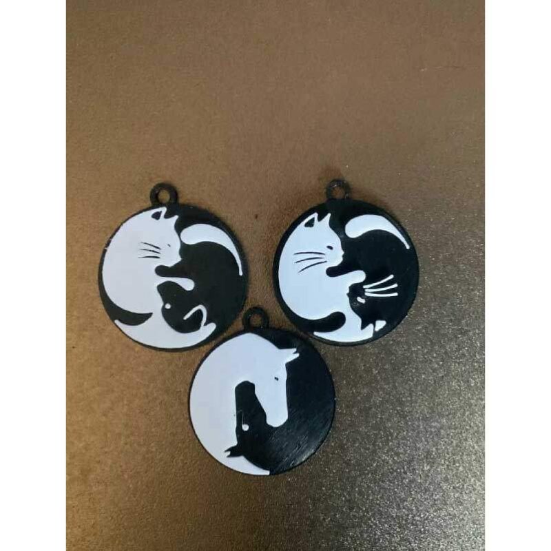 Chaveiro de casal de bichinhos Yin e Yang impresso em 3D