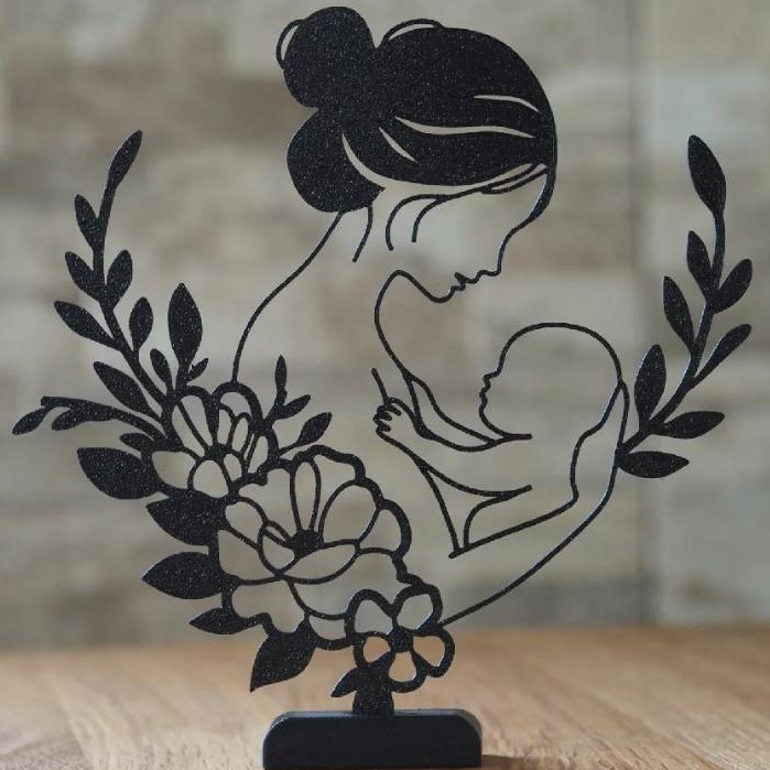Escultura Decorativa Mãe com Bebê – Presente Dia das Mães - Imagem 2