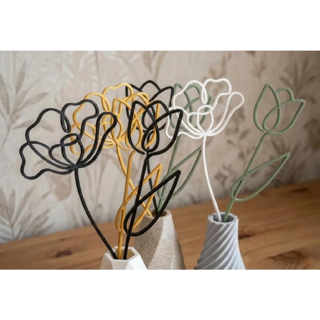 Flores Decorativas Minimalistas (Com Vaso ou Sem Vaso) – Hastes Modernas
