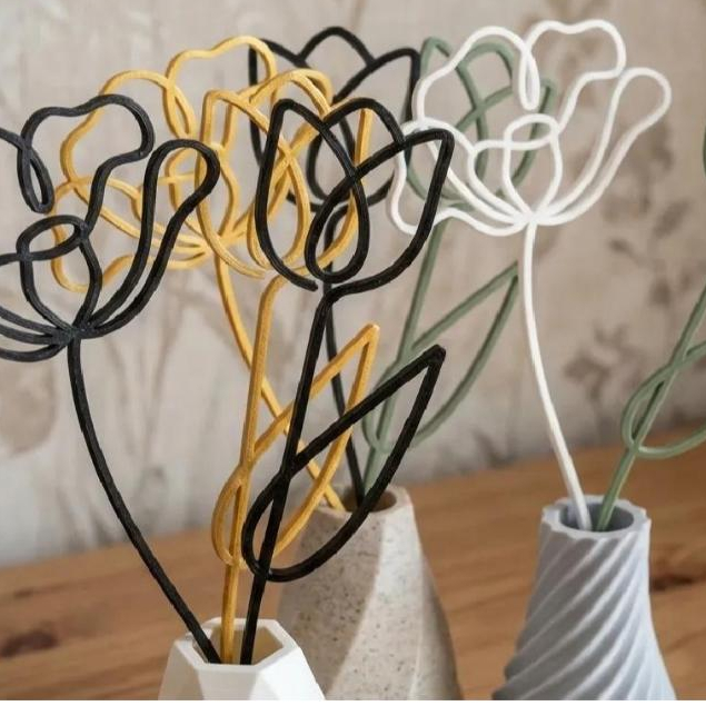 Flores Decorativas Minimalistas (Com Vaso ou Sem Vaso) – Hastes Modernas - Imagem 3