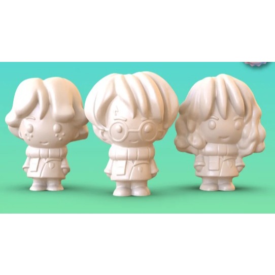 Harry Potter, Hermione, Rony Trio de Bruxos Hogwarts Impressão 3D Personalizada 10cm