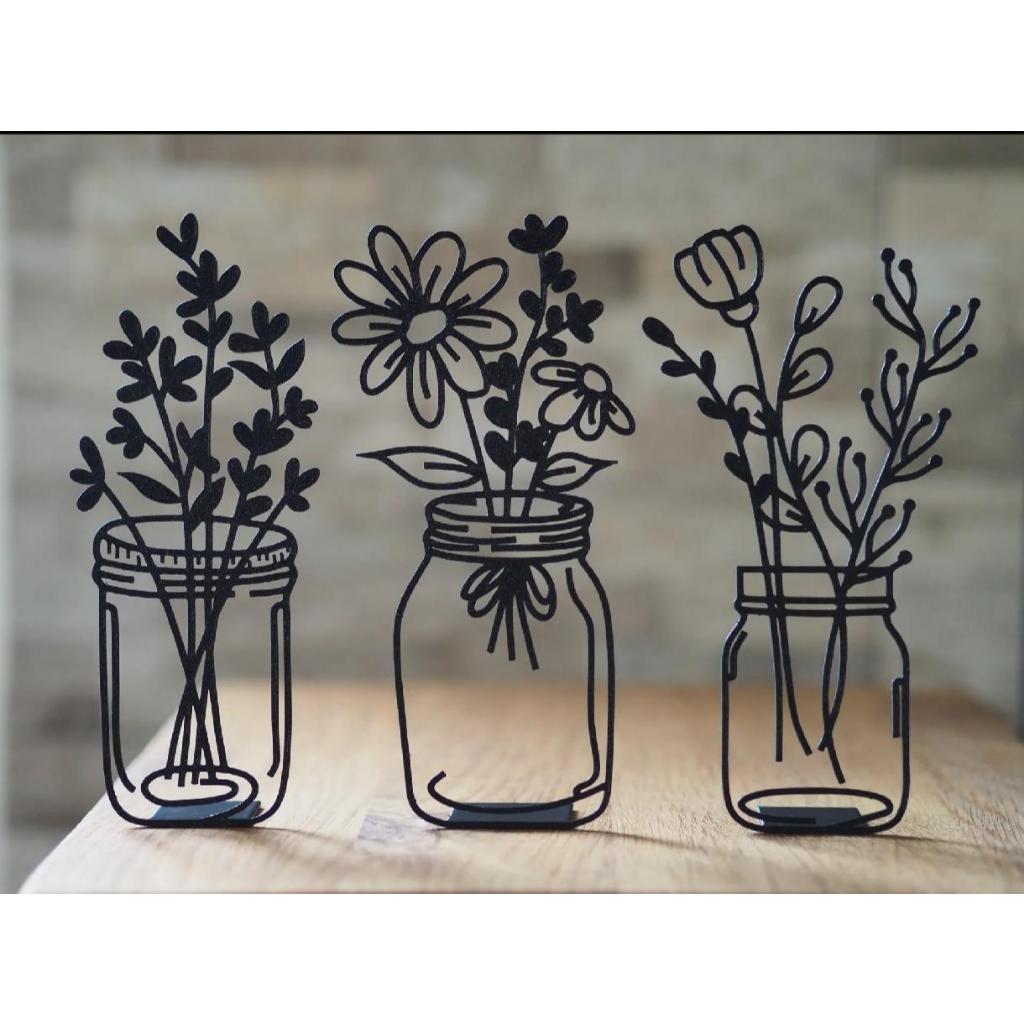 Kit 3 Vasos Decorativos Florais – Estilo Minimalista