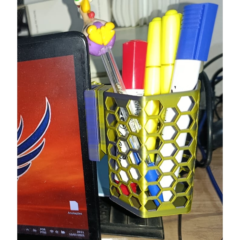 Suporte para canetas e celular para notebook ou monitores