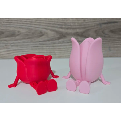 Vaso Rosa com Perninhas Articuladas – Presente Criativo